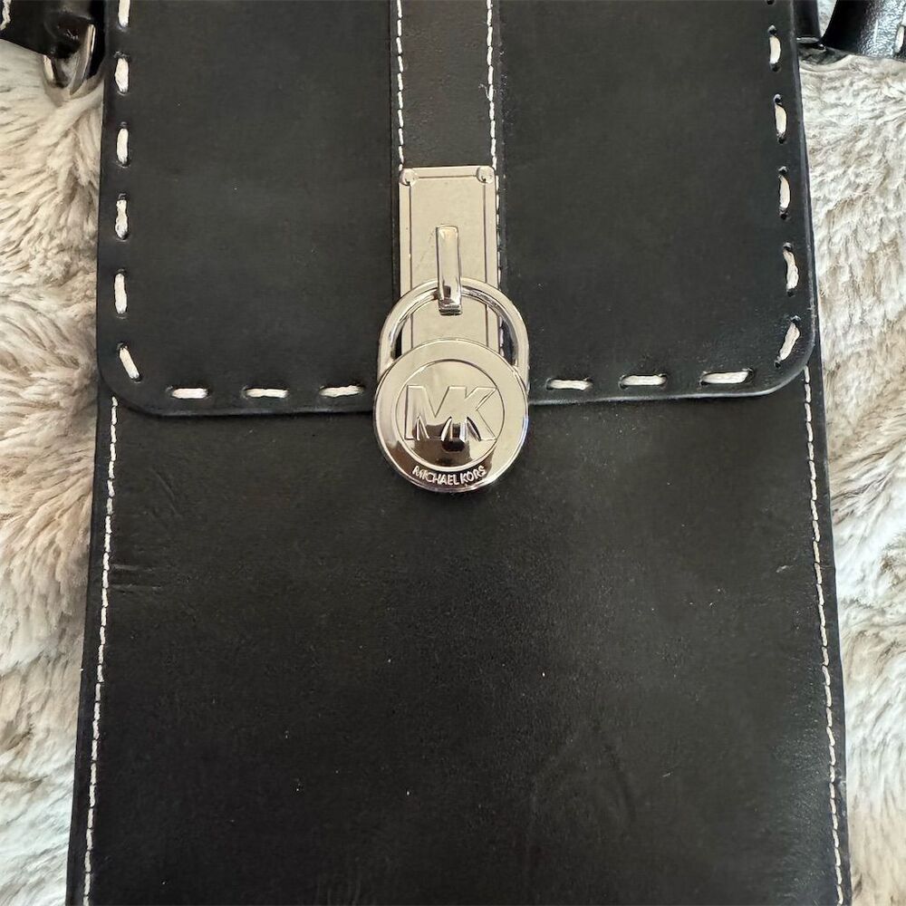 Michael Kors Women's Hamilton Lock Black Belt Bag with Gold Accents